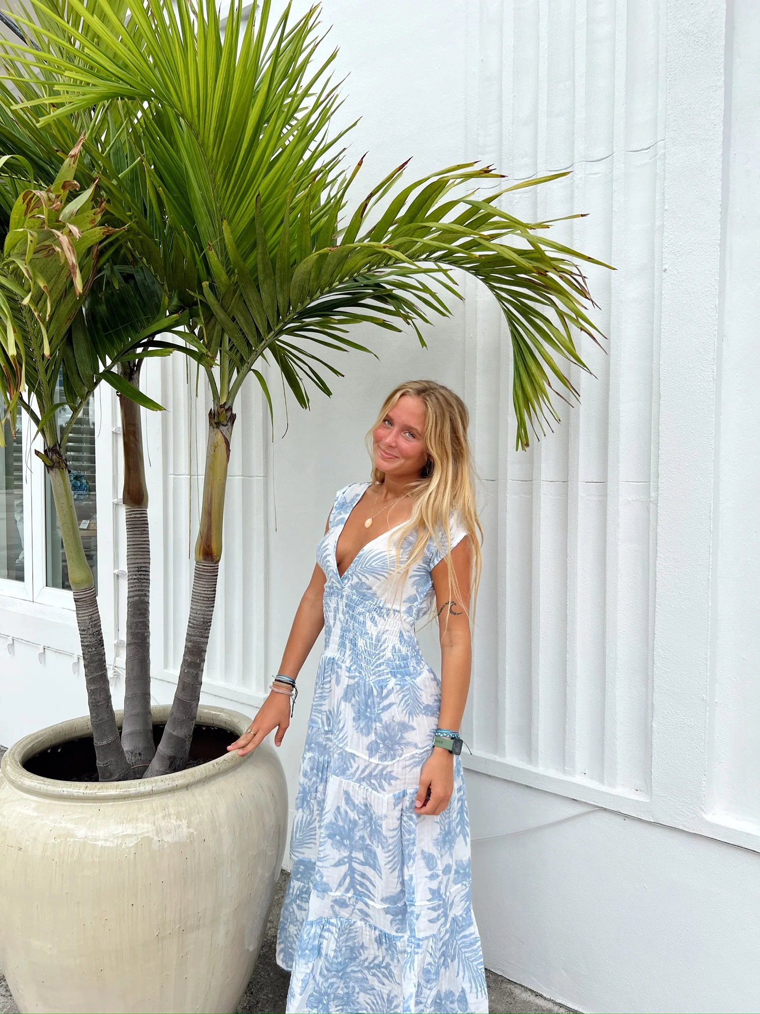 Smocked Dress - Sky Palm - Fundcutody