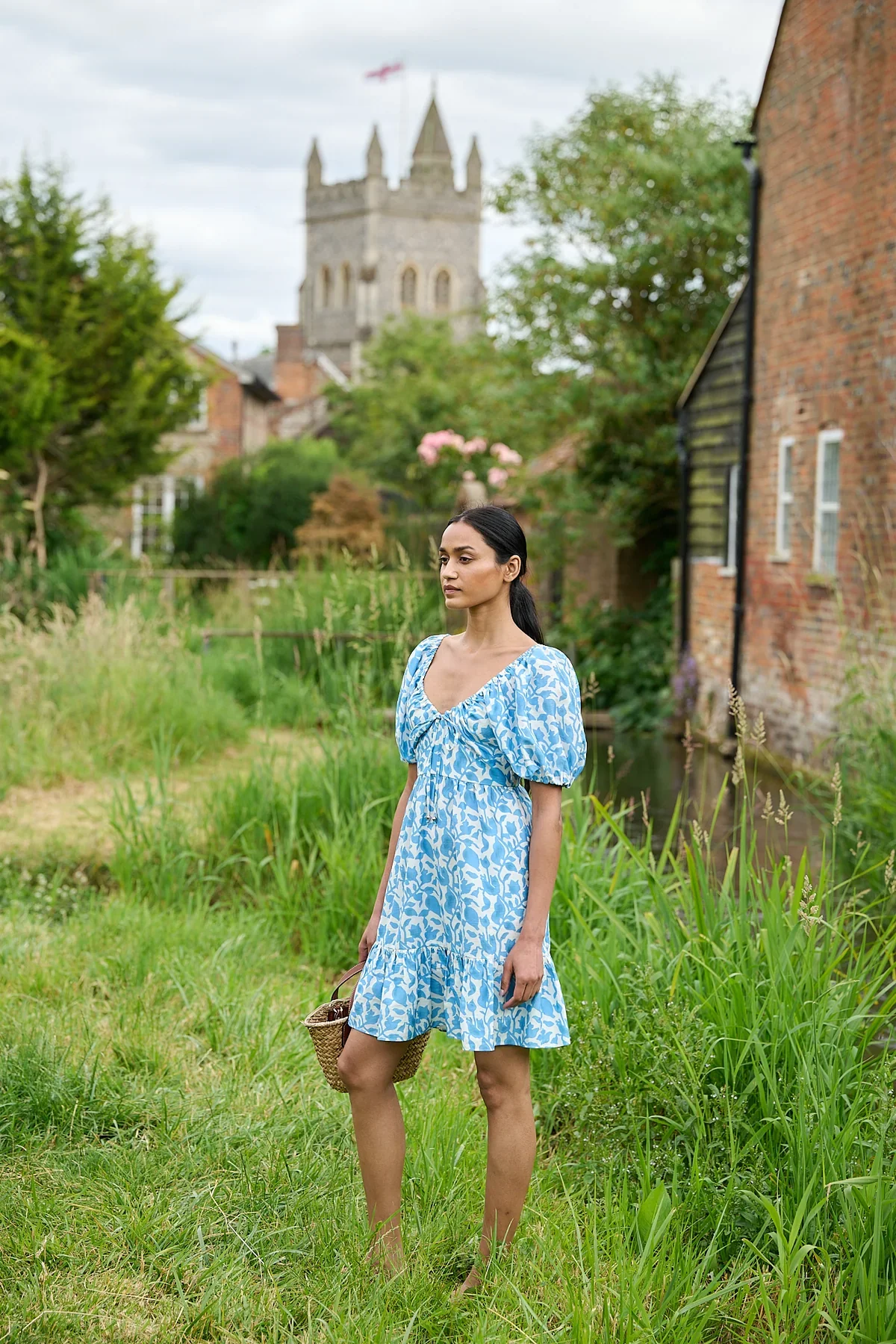 Odette Dress - Sky Blue Petals - Fundcutody