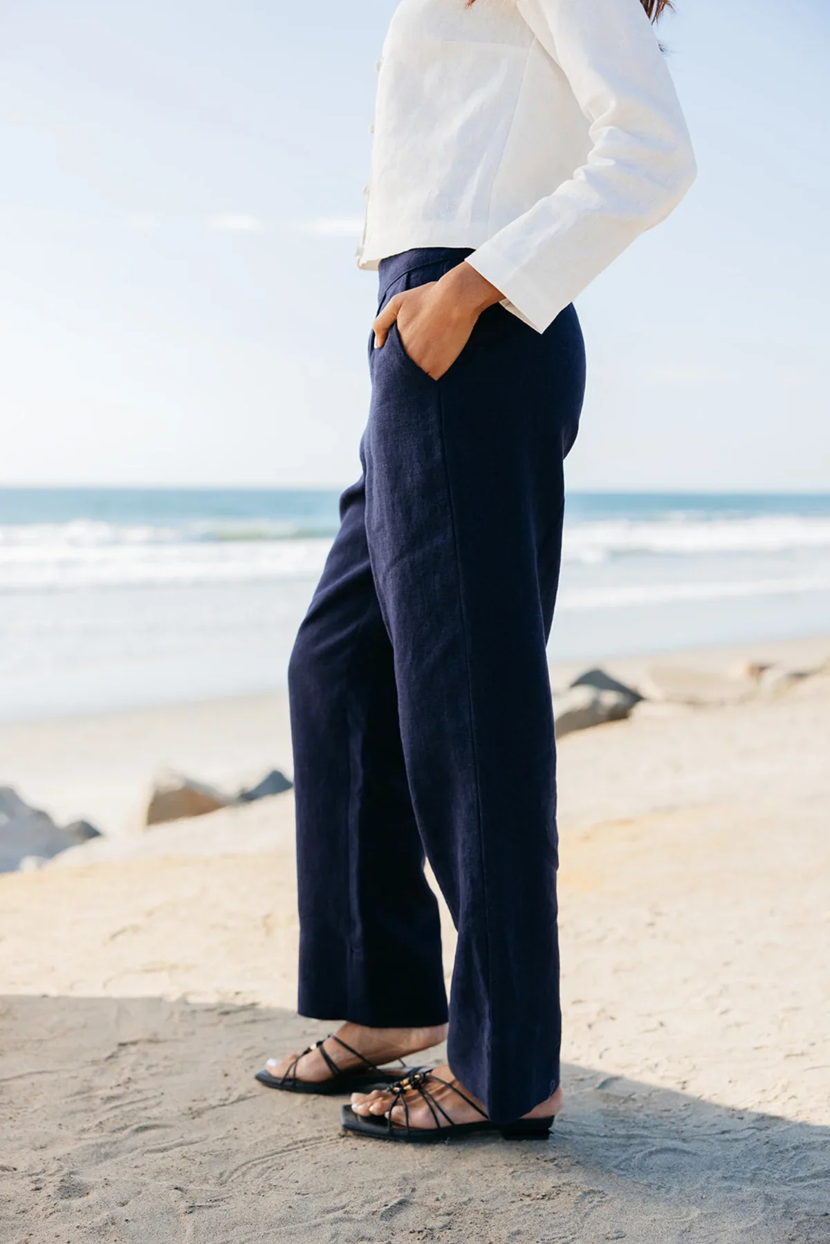 Lauren Linen Pant - Navy - Fundcutody