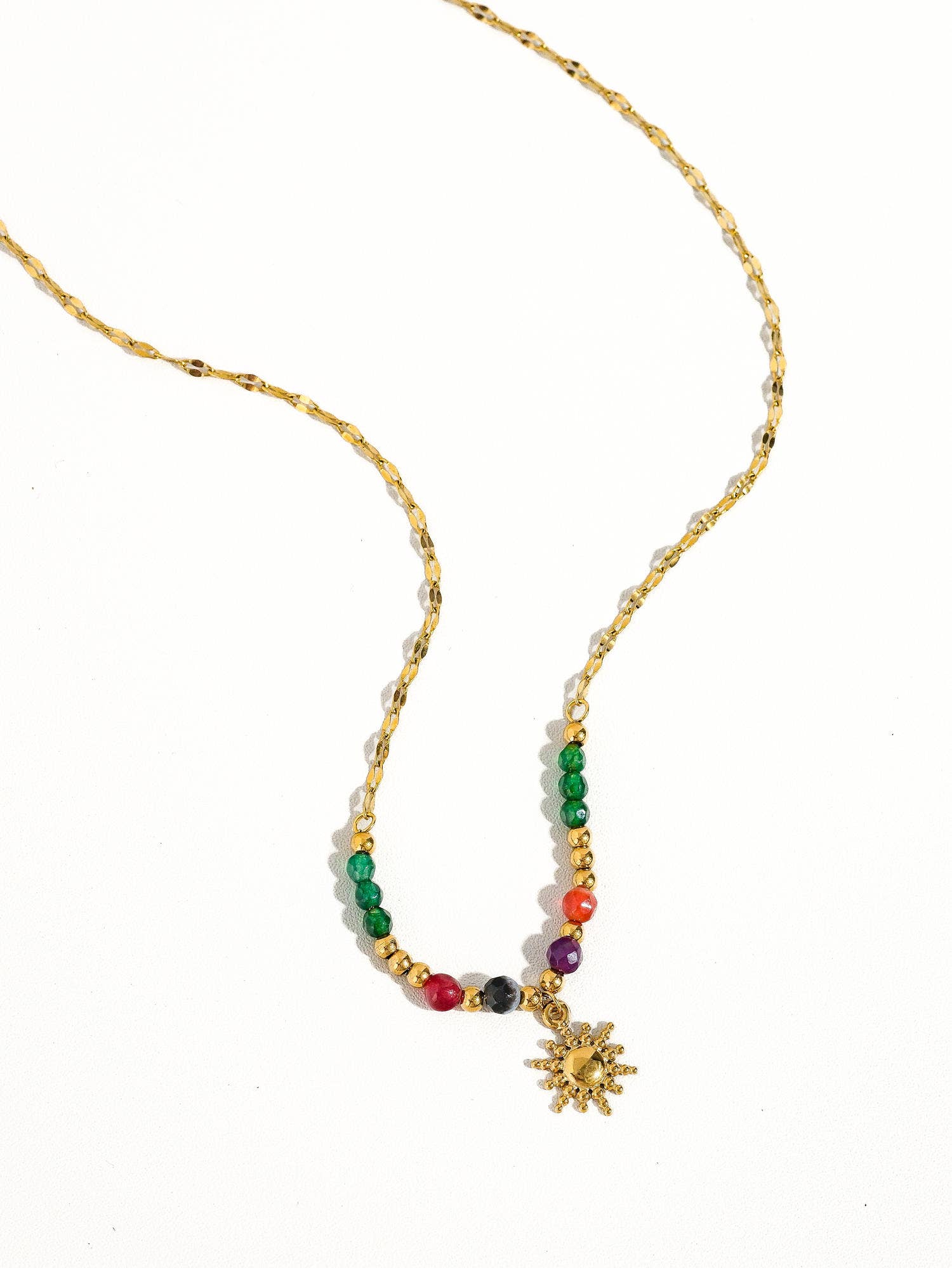 Olimpia Sun Necklace with Beads - Yellow Gold/ Multi-Colored - Fundcutody
