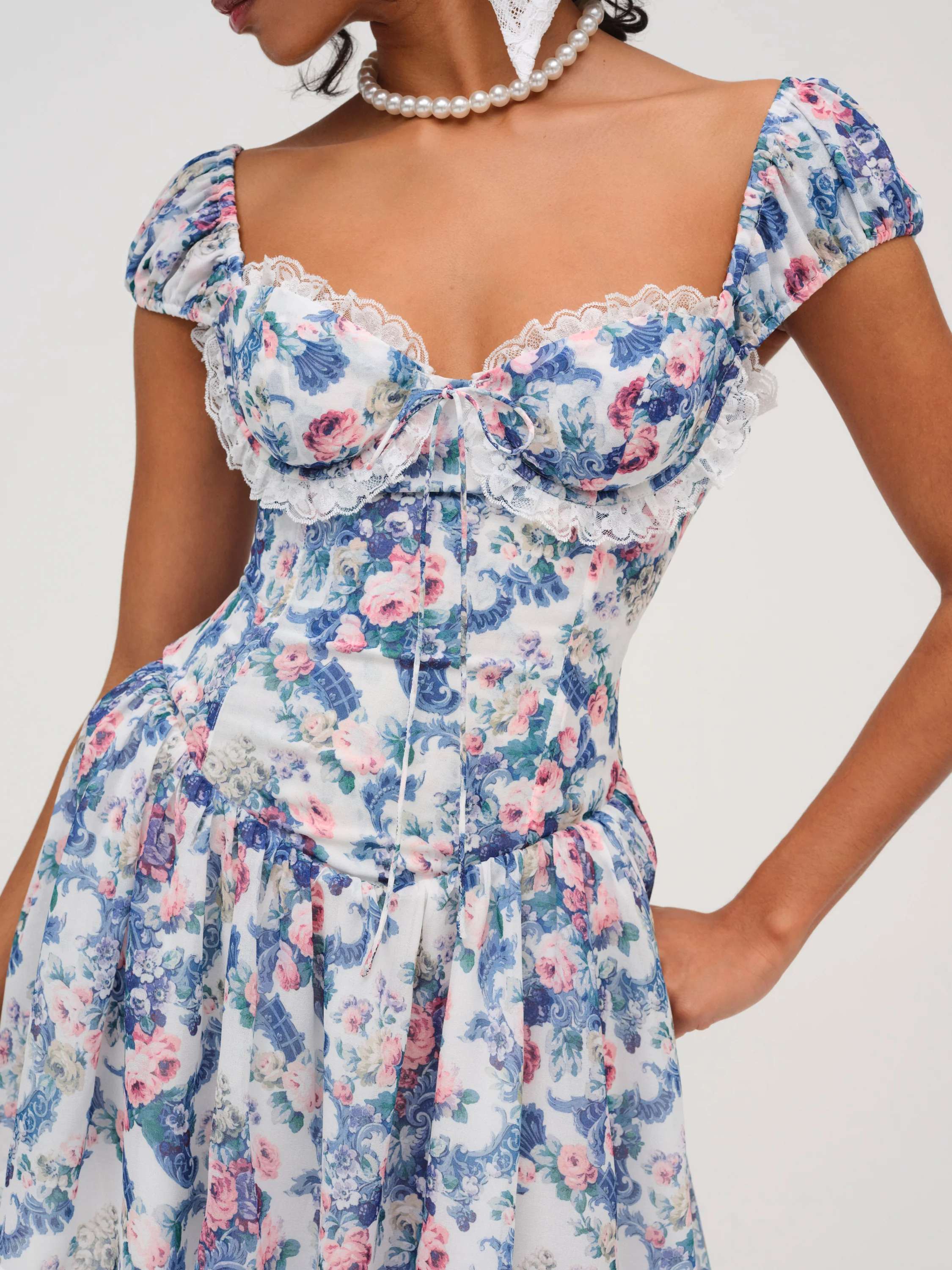 Audrey Floral Mini Dress  C Blue - Fundcutody